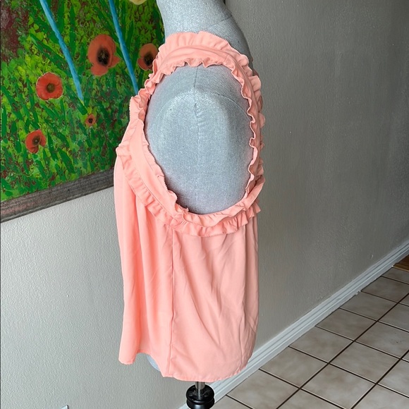 J Crew Pink Ruffled Cross-Back Top - Picture 4 of 5